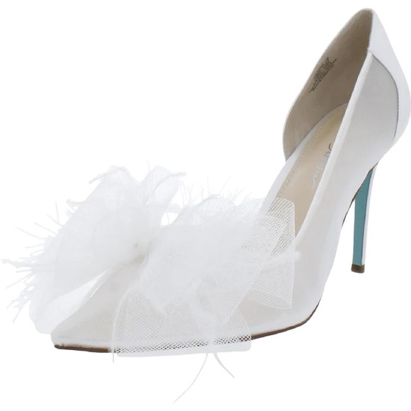 NIB BETSEY JOHNSON WHITE AND BLUE BOTTOM SUSN STILETTOS DRESS PUMPS SIZE 6 - Picture 4 of 4